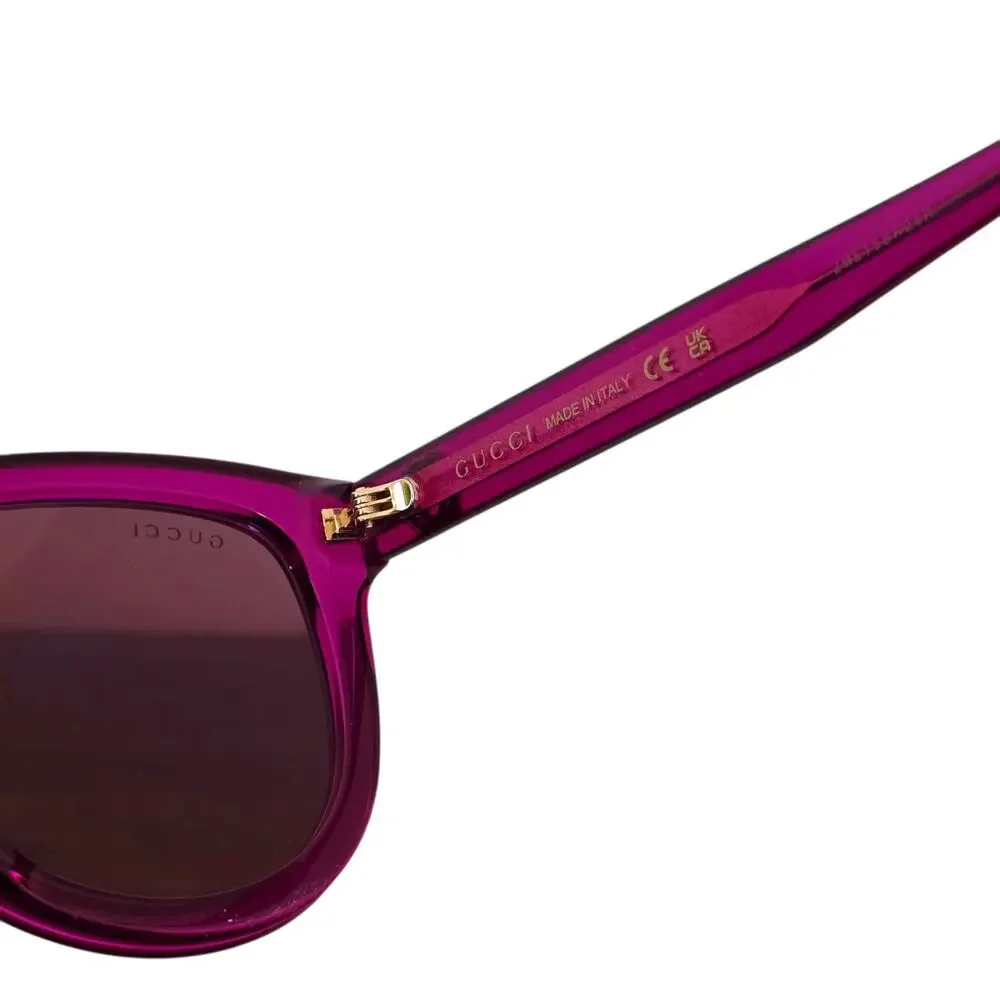 Gucci Fuchsia Pink Acetate 51mm Cat Eye Sunglasses with Logo 100% UV
